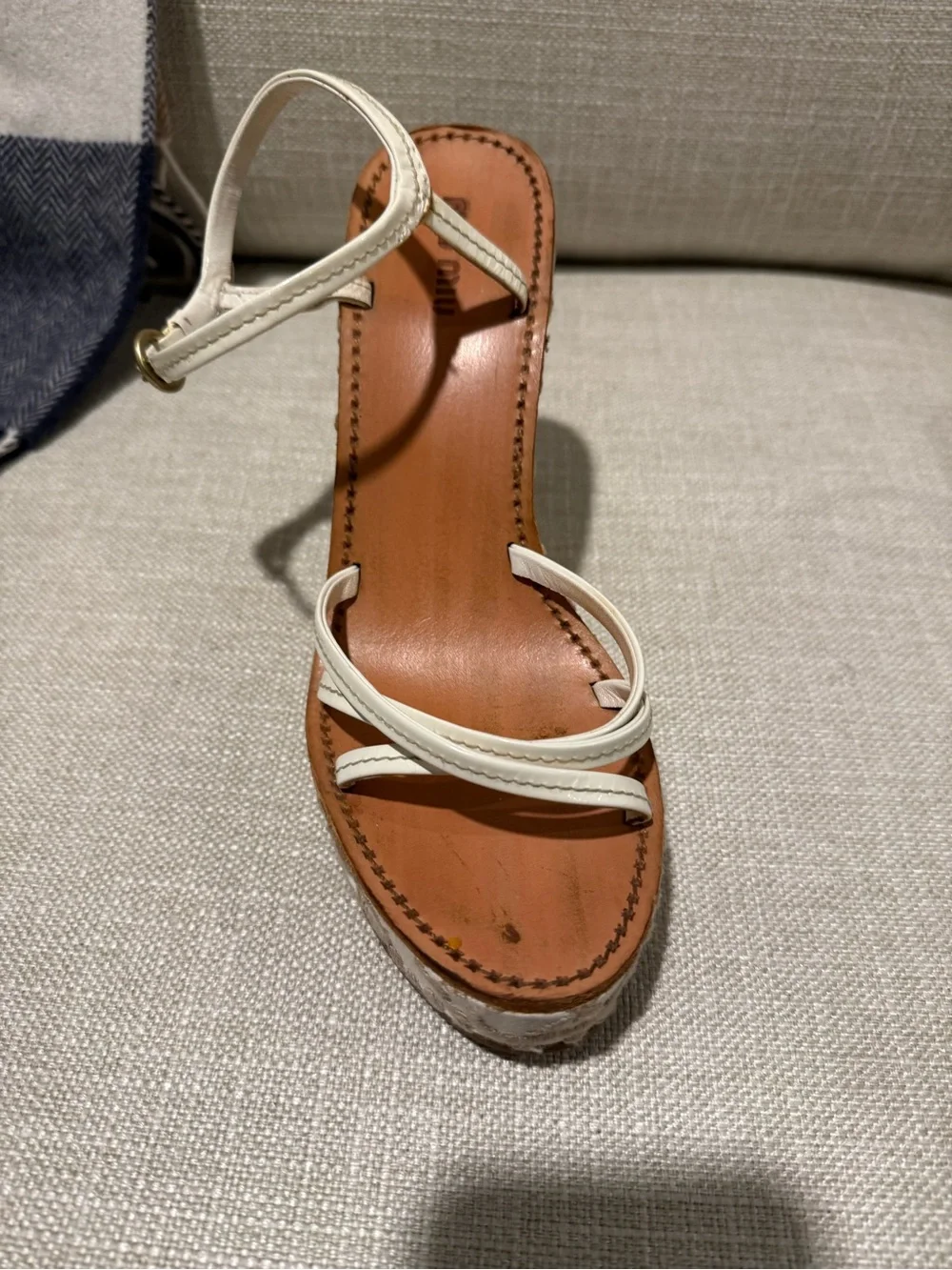 Vintage Miu Miu Floral Platform Wedge Sandals Sz 38/8